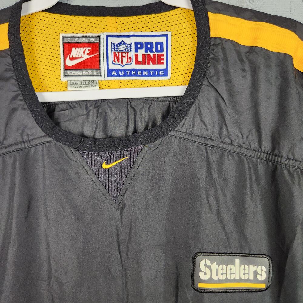 Vintage Pittsburgh Steelers Jacket Pullover Mens XXL Black NFL Football Nike 90s